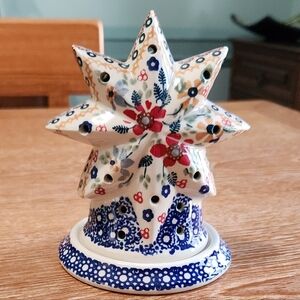 Handcrafted Ceramic Star Luminary and base - Polish Pottery